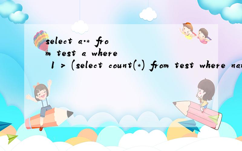 select a.* from test a where 1 > (select count(*) from test where name = a.name and val > a.val )sql语句,按name分组显示最大的val值的字段,不明白具体意思,