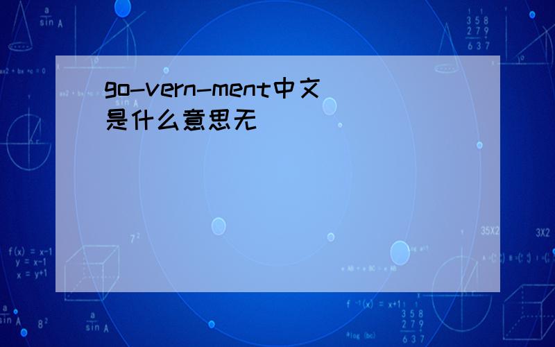 go-vern-ment中文是什么意思无