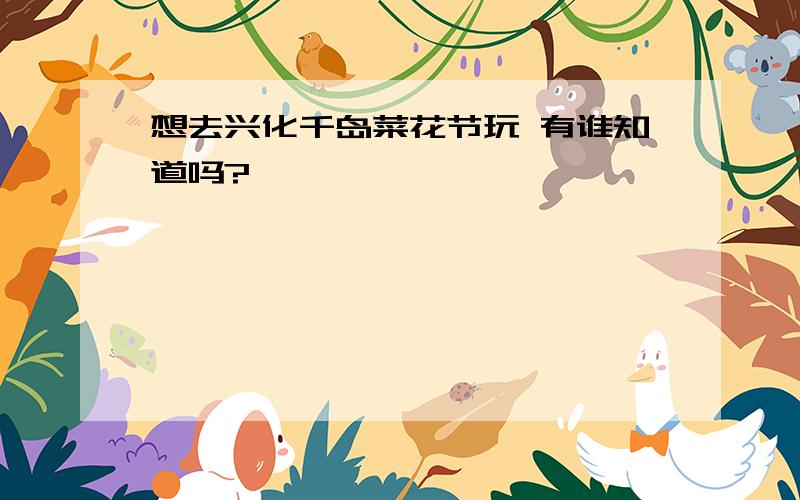 想去兴化千岛菜花节玩 有谁知道吗?