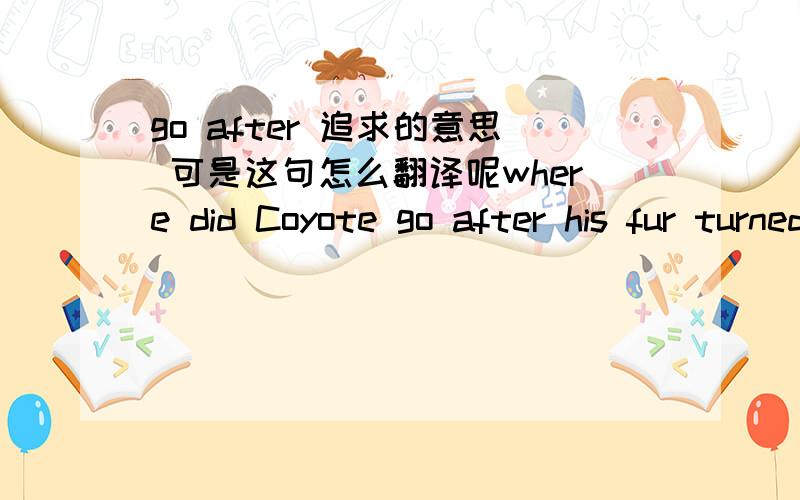 go after 追求的意思 可是这句怎么翻译呢where did Coyote go after his fur turned blue?