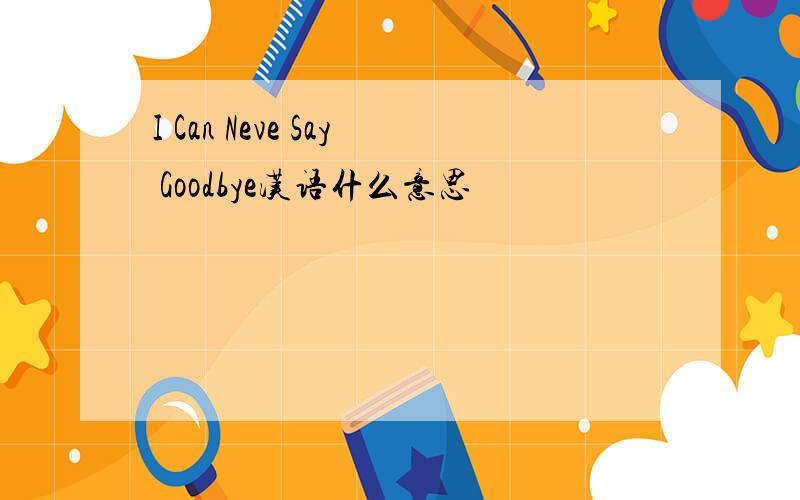 I Can Neve Say Goodbye汉语什么意思