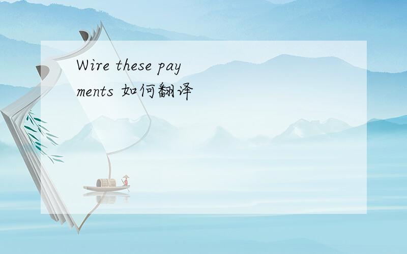 Wire these payments 如何翻译