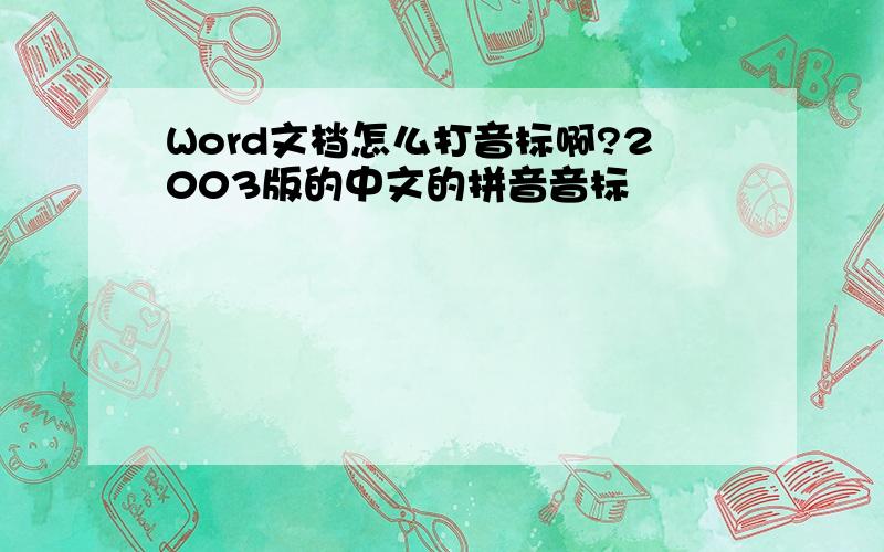 Word文档怎么打音标啊?2003版的中文的拼音音标