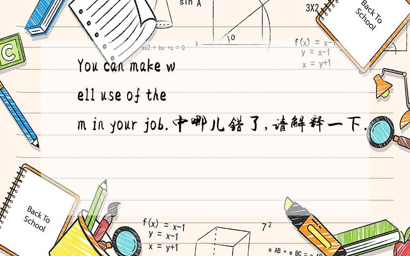 You can make well use of them in your job.中哪儿错了,请解释一下.