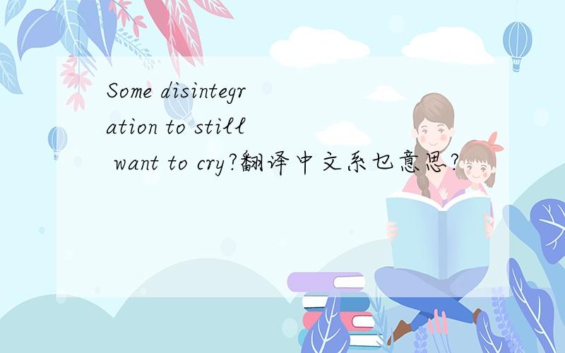 Some disintegration to still want to cry?翻译中文系乜意思?