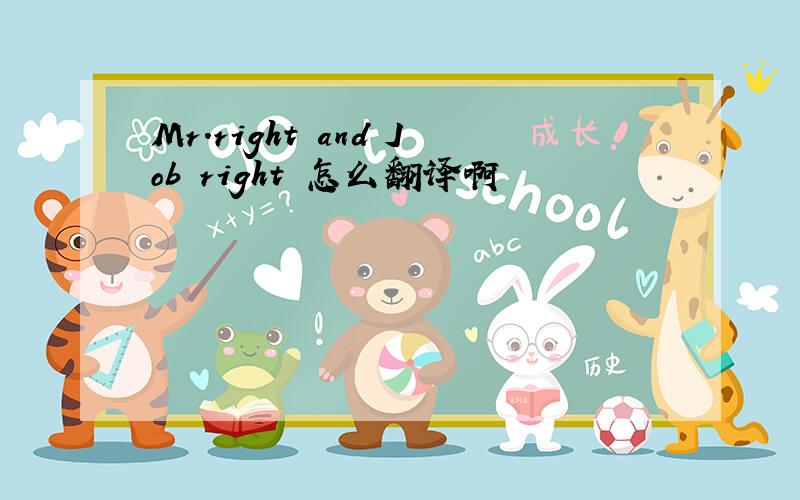 Mr.right and Job right 怎么翻译啊
