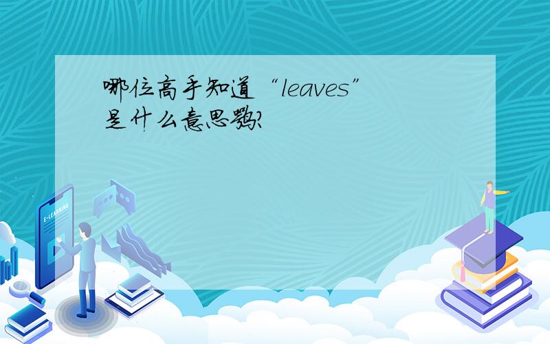 哪位高手知道“leaves”是什么意思嘛?
