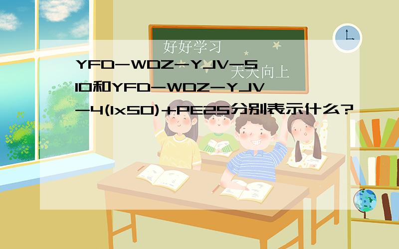 YFD-WDZ-YJV-5*10和YFD-WDZ-YJV-4(1x50)+PE25分别表示什么?