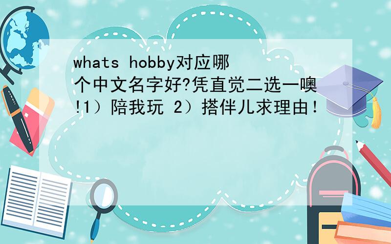 whats hobby对应哪个中文名字好?凭直觉二选一噢!1）陪我玩 2）搭伴儿求理由！