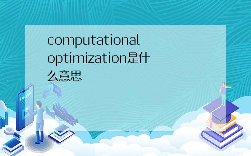 computational optimization是什么意思