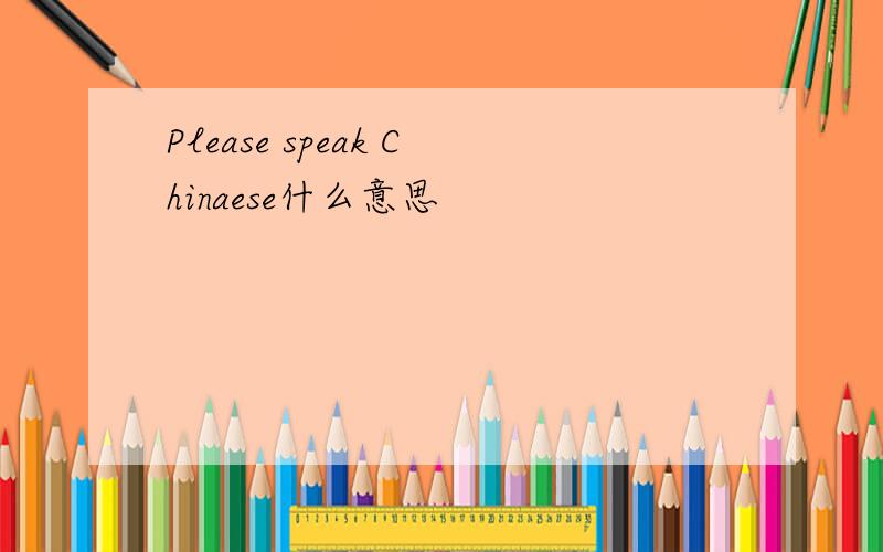 Please speak Chinaese什么意思