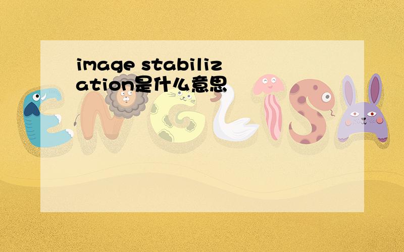 image stabilization是什么意思
