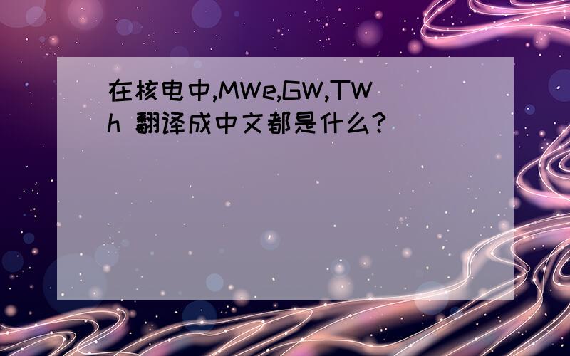 在核电中,MWe,GW,TWh 翻译成中文都是什么?