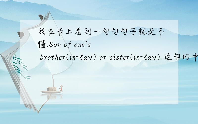 我在书上看到一句句句子就是不懂.Son of one's brother(in-law) or sister(in-law).这句的中文意思.