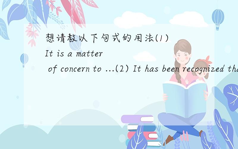 想请教以下句式的用法(1) It is a matter of concern to ...(2) It has been recognized that ...(3) We generally expect that...(4) can aggravate the problem of...