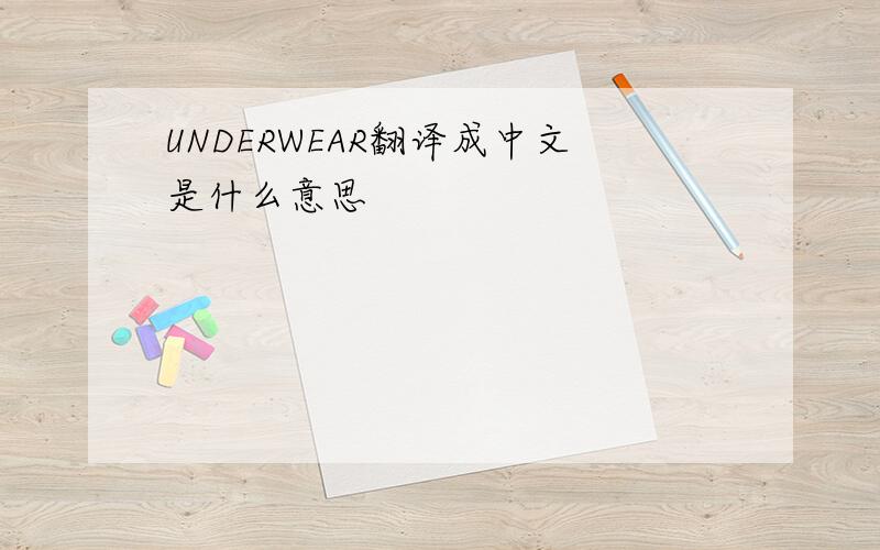 UNDERWEAR翻译成中文是什么意思