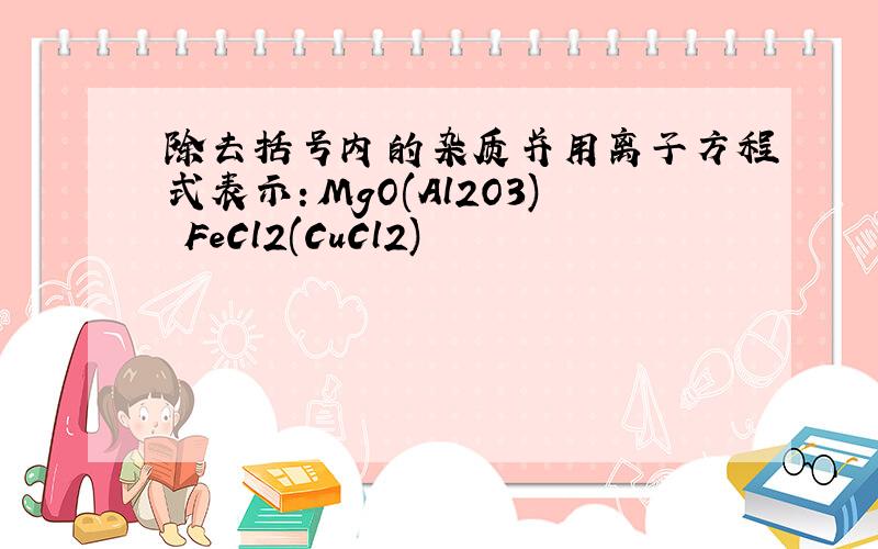 除去括号内的杂质并用离子方程式表示：MgO(Al2O3) FeCl2(CuCl2)