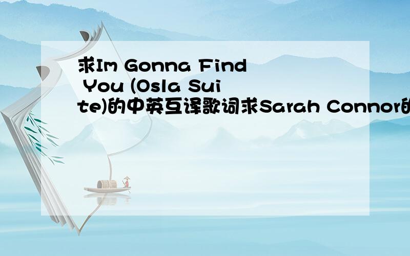 求Im Gonna Find You (Osla Suite)的中英互译歌词求Sarah Connor的Im Gonna Find You (Osla Suite)的中英互译歌词