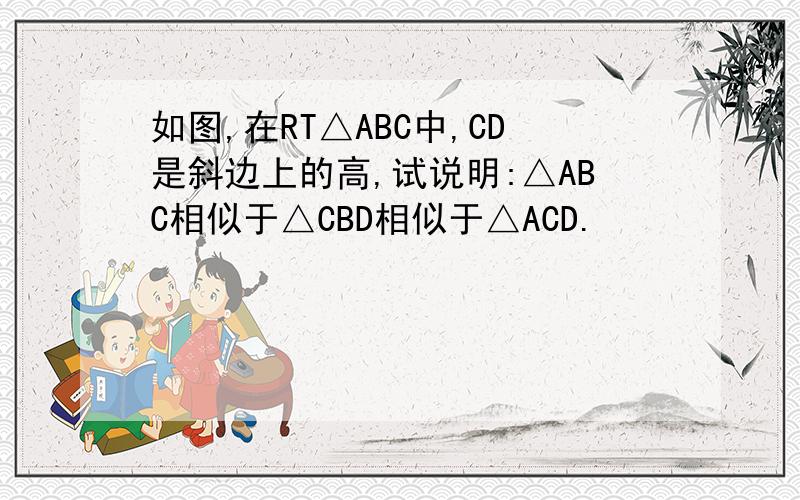 如图,在RT△ABC中,CD是斜边上的高,试说明:△ABC相似于△CBD相似于△ACD.