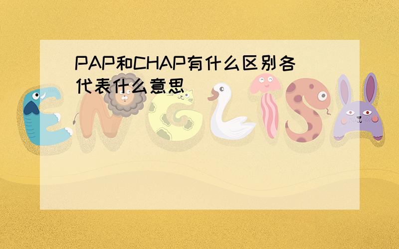 PAP和CHAP有什么区别各代表什么意思