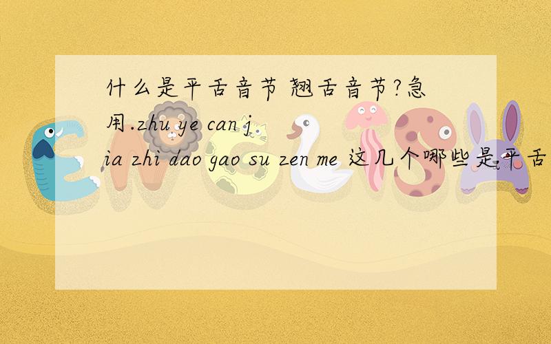 什么是平舌音节 翘舌音节?急用.zhu ye can jia zhi dao gao su zen me 这几个哪些是平舌音节,那些是翘舌音节?.