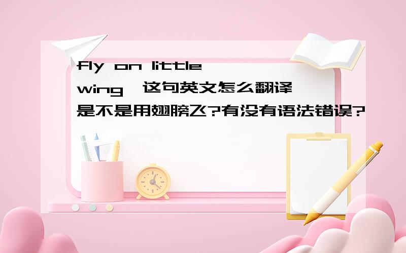 fly on little wing,这句英文怎么翻译,是不是用翅膀飞?有没有语法错误?