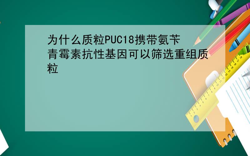 为什么质粒PUC18携带氨苄青霉素抗性基因可以筛选重组质粒
