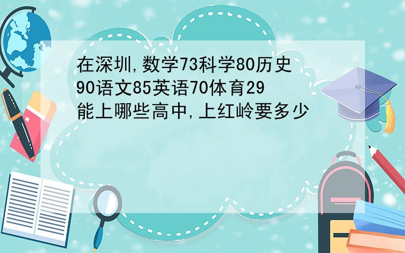 在深圳,数学73科学80历史90语文85英语70体育29能上哪些高中,上红岭要多少