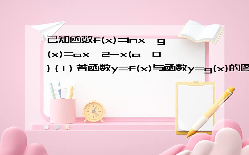 已知函数f(x)=lnx,g(x)=ax^2-x(a≠0)（I）若函数y=f(x)与函数y=g(x)的图像在公共点P处有相同的切线,求实数a的值并求P的坐标.（II）若函数y=f(x)与函数y=g(x)的图像有两个不同的交点M、N求a的取值范围.