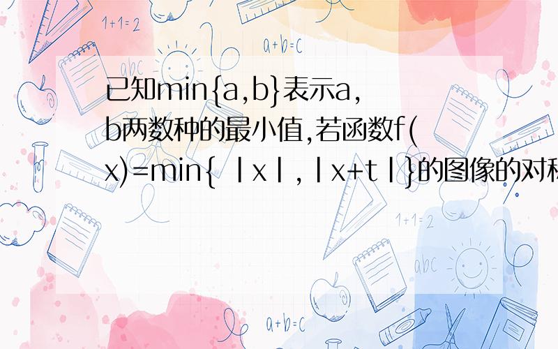 已知min{a,b}表示a,b两数种的最小值,若函数f(x)=min{ |x|,|x+t|}的图像的对称轴为x=-1/2.则实数t=?