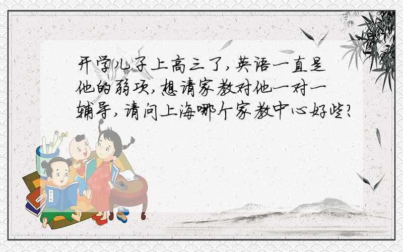 开学儿子上高三了,英语一直是他的弱项,想请家教对他一对一辅导,请问上海哪个家教中心好些?