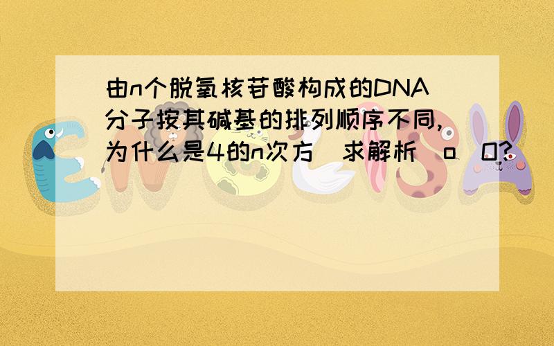 由n个脱氧核苷酸构成的DNA分子按其碱基的排列顺序不同,为什么是4的n次方(求解析)o_O?