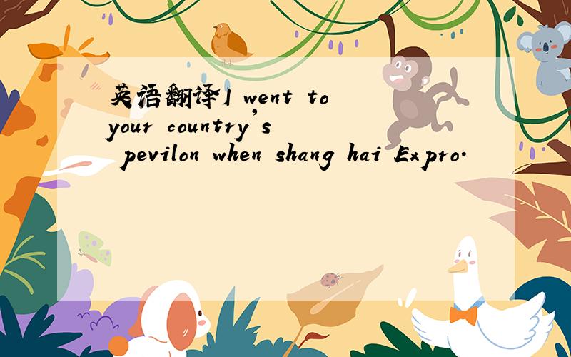 英语翻译I went to your country's pevilon when shang hai Expro.