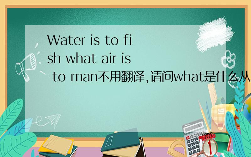 Water is to fish what air is to man不用翻译,请问what是什么从句?
