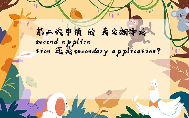 第二次申请 的 英文翻译是 second application 还是secondary application?
