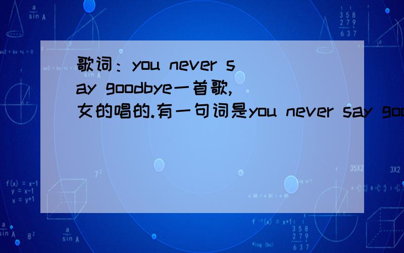 歌词：you never say goodbye一首歌,女的唱的.有一句词是you never say goodbye.歌调有一段很像《不想长大》（S.H.E)求歌名