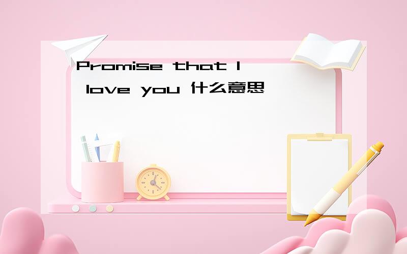 Promise that I love you 什么意思