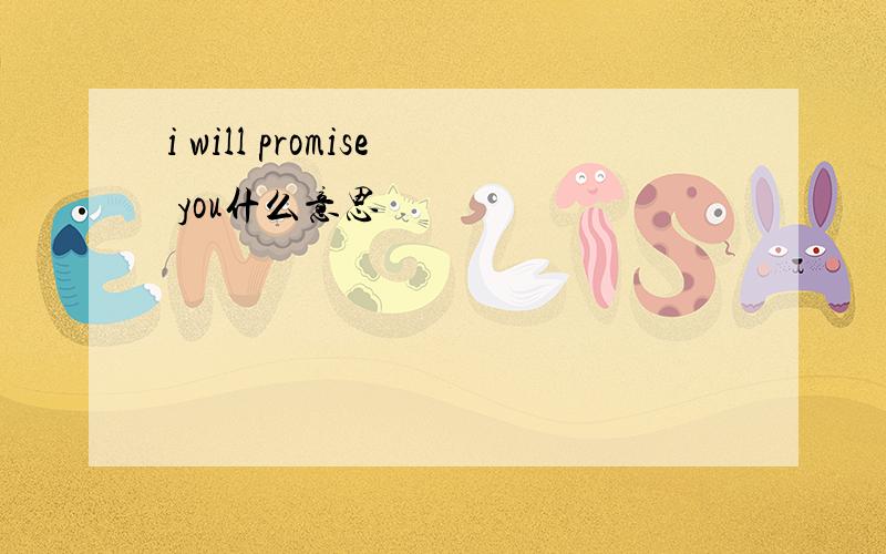 i will promise you什么意思