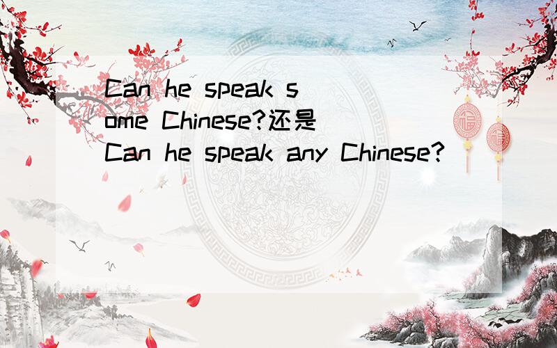Can he speak some Chinese?还是Can he speak any Chinese?