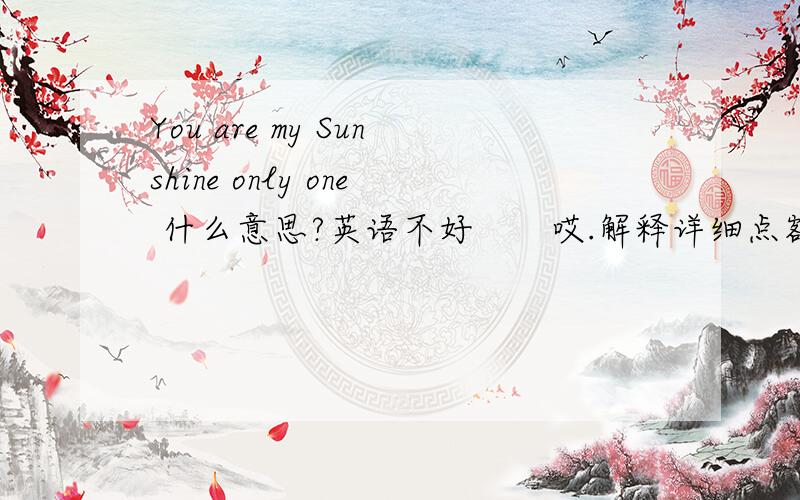 You are my Sunshine only one 什么意思?英语不好　　哎.解释详细点额、