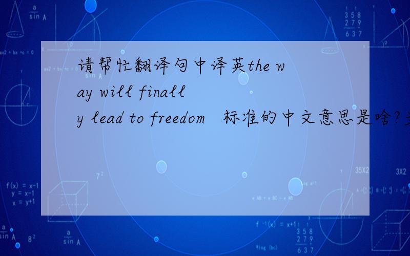 请帮忙翻译句中译英the way will finally lead to freedom   标准的中文意思是啥?多谢回答