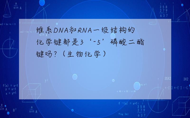 维系DNA和RNA一级结构的化学键都是3‘-5’磷酸二酯键吗?（生物化学）