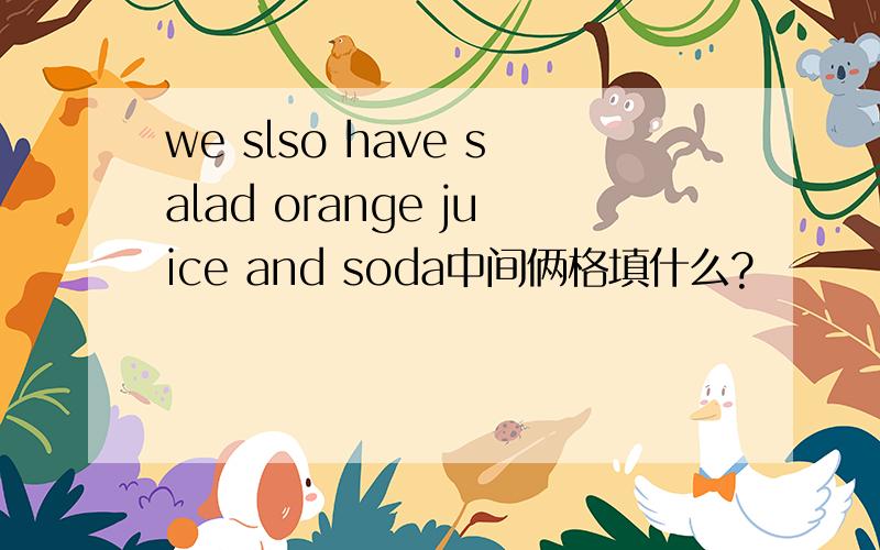 we slso have salad orange juice and soda中间俩格填什么?