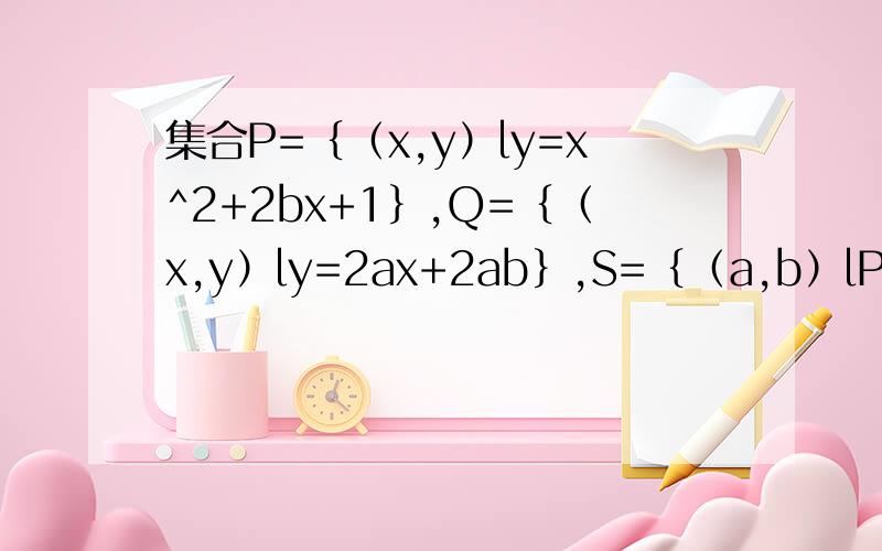 集合P=｛（x,y）ly=x^2+2bx+1｝,Q=｛（x,y）ly=2ax+2ab｝,S=｛（a,b）lP交Q=空集｝,则集合S所覆盖的区域的面积为多少?