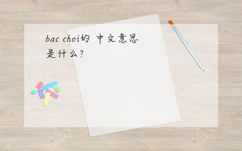 bac choi的 中文意思是什么?