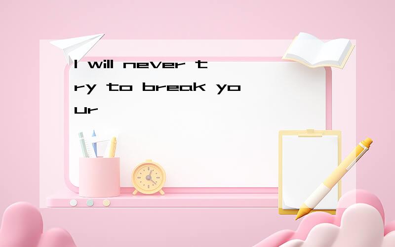 I will never try to break your
