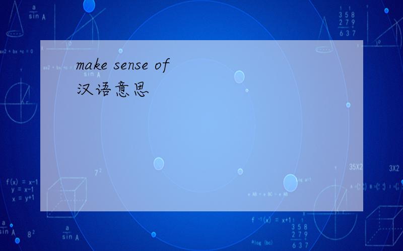 make sense of 汉语意思