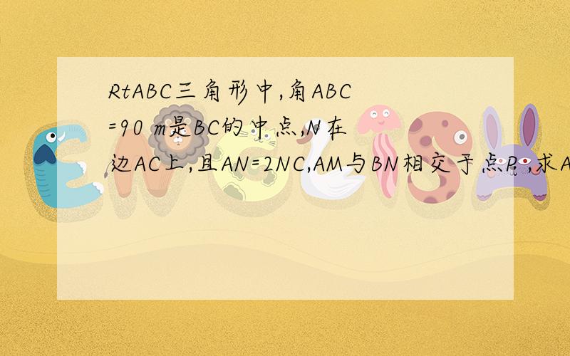 RtABC三角形中,角ABC=90 m是BC的中点,N在边AC上,且AN=2NC,AM与BN相交于点P ,求AP：PM(向量）