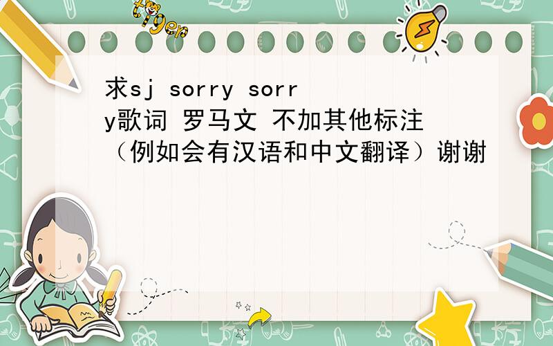 求sj sorry sorry歌词 罗马文 不加其他标注（例如会有汉语和中文翻译）谢谢
