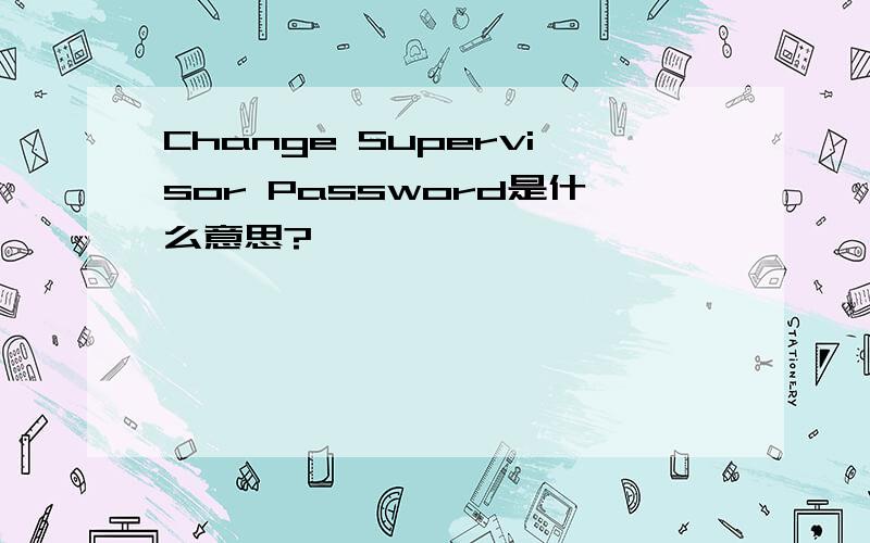 Change Supervisor Password是什么意思?